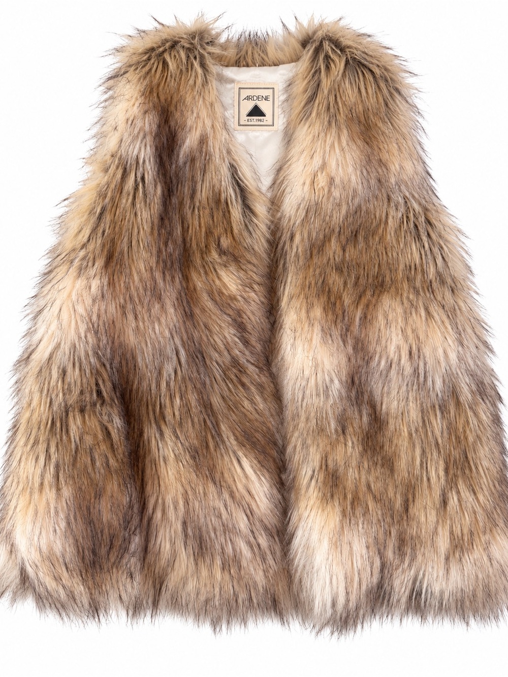 Ardene Kids Faux Fur Vest in Tan and Brown